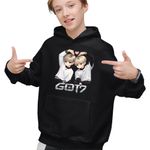Fashion, accesorii si bijuterii - Copii - Imbracaminte copii - Pulovere si hanorace copii - Hanorac Copii Baieti Got7 Kpop Merch Cartoon, negru, marime L Copii - Infinity.ro