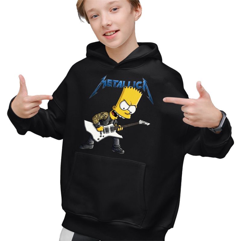 Fashion, accesorii si bijuterii - Copii - Imbracaminte copii - Pulovere si hanorace copii - Hanorac Copii Baieti Metallica The Simpsons Bart Merch, negru, marime L Copii - Infinity.ro