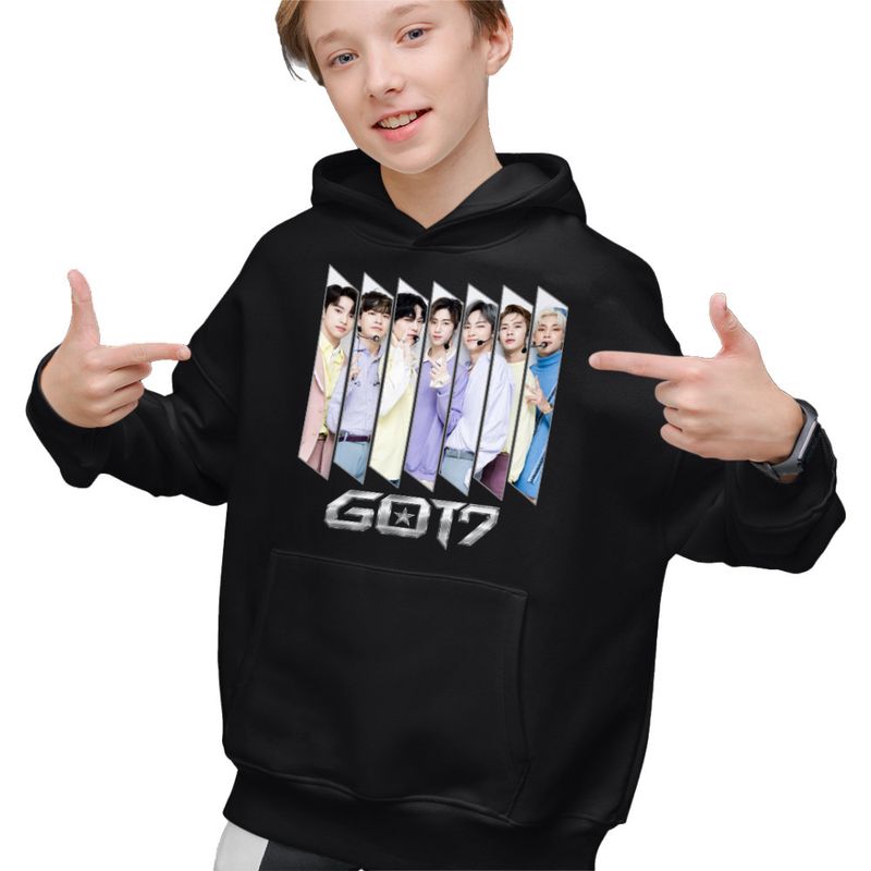 Fashion, accesorii si bijuterii - Copii - Imbracaminte copii - Pulovere si hanorace copii - Hanorac Copii Baieti Got7 Kpop Jin-young, negru, marime XL Copii - Infinity.ro