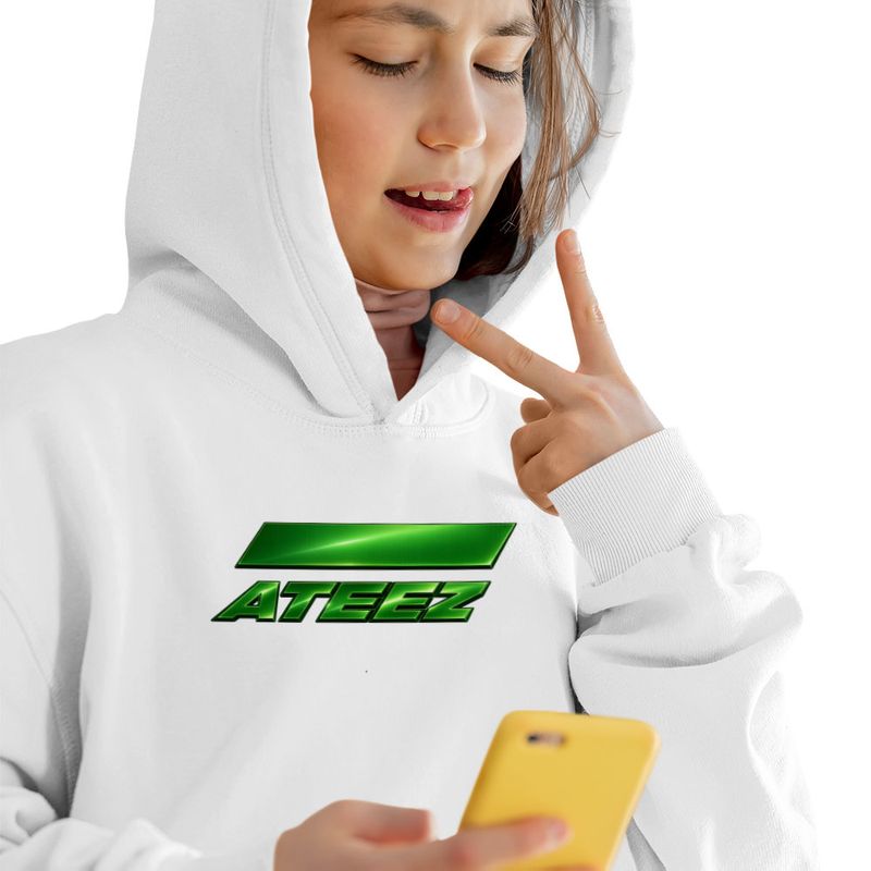 Fashion, accesorii si bijuterii - Copii - Imbracaminte copii - Pulovere si hanorace copii - Hanorac Copii Fete Ateez Merch Kpop, alb, marime M Copii - Infinity.ro