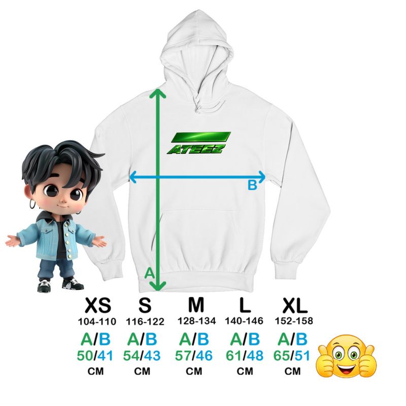 Fashion, accesorii si bijuterii - Copii - Imbracaminte copii - Pulovere si hanorace copii - Hanorac Copii Fete Ateez Merch Kpop, alb, marime M Copii - Infinity.ro