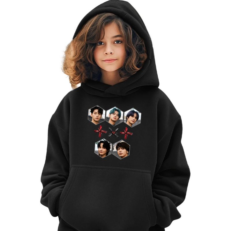 Fashion, accesorii si bijuterii - Copii - Imbracaminte copii - Pulovere si hanorace copii - Hanorac Copii Fete Tomorrow X Together Merch Bts, negru, marime XL Copii - Infinity.ro