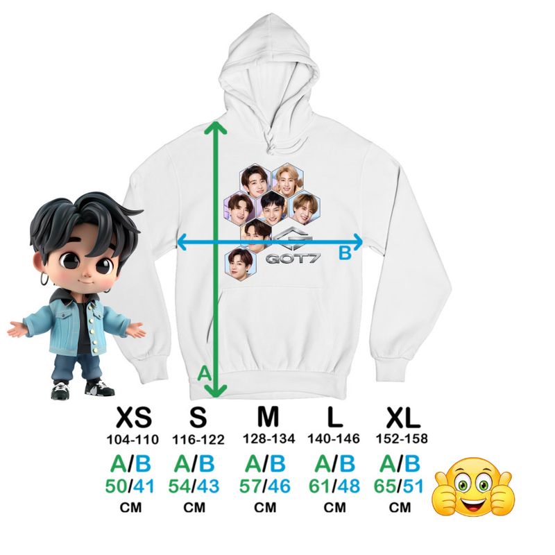 Fashion, accesorii si bijuterii - Copii - Imbracaminte copii - Pulovere si hanorace copii - Hanorac Copii Fete Got7 Kpop Bambam Youngjae, alb, marime XS Copii - Infinity.ro