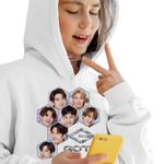 Fashion, accesorii si bijuterii - Copii - Imbracaminte copii - Pulovere si hanorace copii - Hanorac Copii Fete Got7 Kpop Bambam Youngjae, alb, marime XS Copii - Infinity.ro