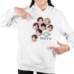 Fashion, accesorii si bijuterii - Copii - Imbracaminte copii - Pulovere si hanorace copii - Hanorac Copii Fete Got7 Kpop Bambam Youngjae, alb, marime XS Copii - Infinity.ro