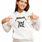 Fashion, accesorii si bijuterii - Copii - Imbracaminte copii - Pulovere si hanorace copii - Hanorac Copii Fete Metallica Merch Seek Destroy, alb, marime S Copii - Infinity.ro