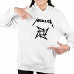 Fashion, accesorii si bijuterii - Copii - Imbracaminte copii - Pulovere si hanorace copii - Hanorac Copii Fete Metallica Merch Seek Destroy, alb, marime S Copii - Infinity.ro