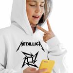 Fashion, accesorii si bijuterii - Copii - Imbracaminte copii - Pulovere si hanorace copii - Hanorac Copii Fete Metallica Merch Seek Destroy, alb, marime S Copii - Infinity.ro