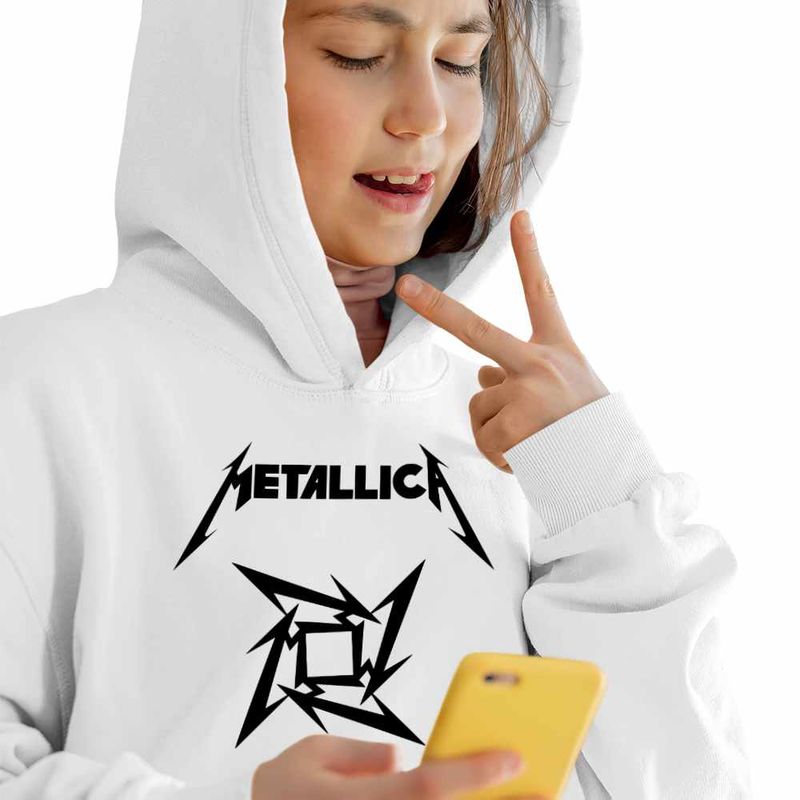 Fashion, accesorii si bijuterii - Copii - Imbracaminte copii - Pulovere si hanorace copii - Hanorac Copii Fete Metallica Merch Seek Destroy, alb, marime S Copii - Infinity.ro