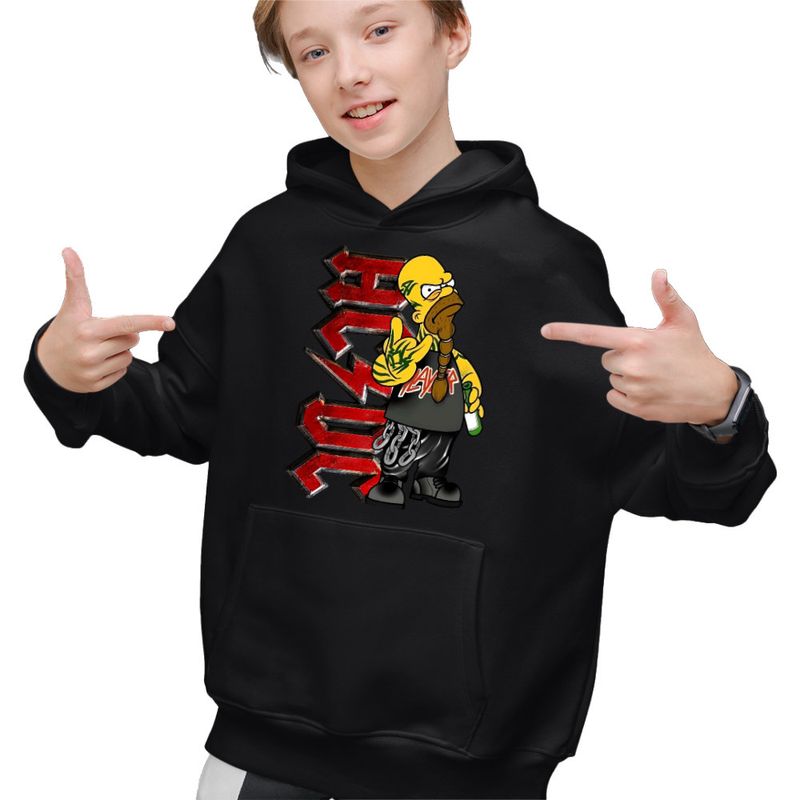Fashion, accesorii si bijuterii - Copii - Imbracaminte copii - Pulovere si hanorace copii - Hanorac Copii Baieti AC/DC The Simpsons Homer ACDC Merch, negru, marime M Copii - Infinity.ro