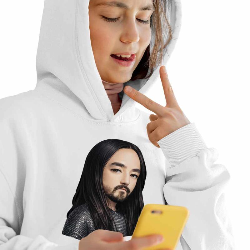 Fashion, accesorii si bijuterii - Copii - Imbracaminte copii - Pulovere si hanorace copii - Hanorac Copii Fete Steve Aoki Anime Chibi Cartoon, alb, marime XL Copii - Infinity.ro