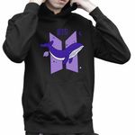 Fashion, accesorii si bijuterii - Copii - Imbracaminte copii - Pulovere si hanorace copii - Hanorac Copii Baieti Kpop BTS Universe Whale, negru, marime L Copii - Infinity.ro