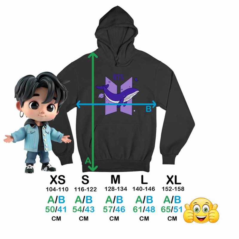 Fashion, accesorii si bijuterii - Copii - Imbracaminte copii - Pulovere si hanorace copii - Hanorac Copii Baieti Kpop BTS Universe Whale, negru, marime L Copii - Infinity.ro