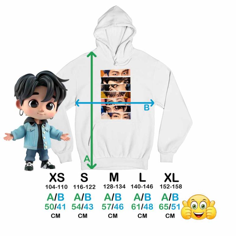 Fashion, accesorii si bijuterii - Copii - Imbracaminte copii - Pulovere si hanorace copii - Hanorac Copii Baieti Kpop BTS Eyes Bangtan, alb, marime XL Copii - Infinity.ro