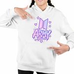 Fashion, accesorii si bijuterii - Copii - Imbracaminte copii - Pulovere si hanorace copii - Hanorac Copii Fete BTS Army K-Pop, alb, marime XS Copii - Infinity.ro