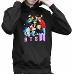 Fashion, accesorii si bijuterii - Copii - Imbracaminte copii - Pulovere si hanorace copii - Hanorac Copii Baieti BTS Kpop Style, negru, marime XL Copii - Infinity.ro