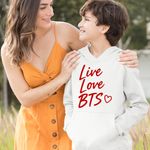 Fashion, accesorii si bijuterii - Copii - Imbracaminte copii - Pulovere si hanorace copii - Hanorac Copii Baieti Live Love BTS Bangtan K-Pop, alb, marime M Copii - Infinity.ro