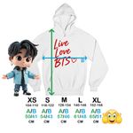 Fashion, accesorii si bijuterii - Copii - Imbracaminte copii - Pulovere si hanorace copii - Hanorac Copii Baieti Live Love BTS Bangtan K-Pop, alb, marime M Copii - Infinity.ro