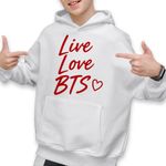 Fashion, accesorii si bijuterii - Copii - Imbracaminte copii - Pulovere si hanorace copii - Hanorac Copii Baieti Live Love BTS Bangtan K-Pop, alb, marime M Copii - Infinity.ro