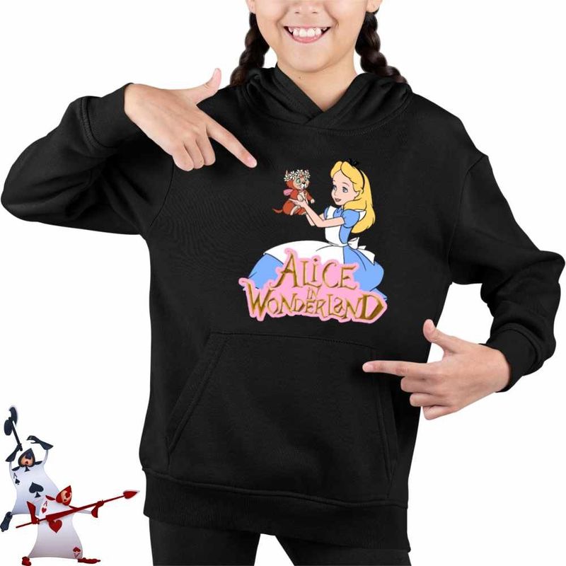 Fashion, accesorii si bijuterii - Copii - Imbracaminte copii - Pulovere si hanorace copii - Hanorac Copii Fete Alice Tara Minunilor Dinah, negru, marime XS Copii - Infinity.ro