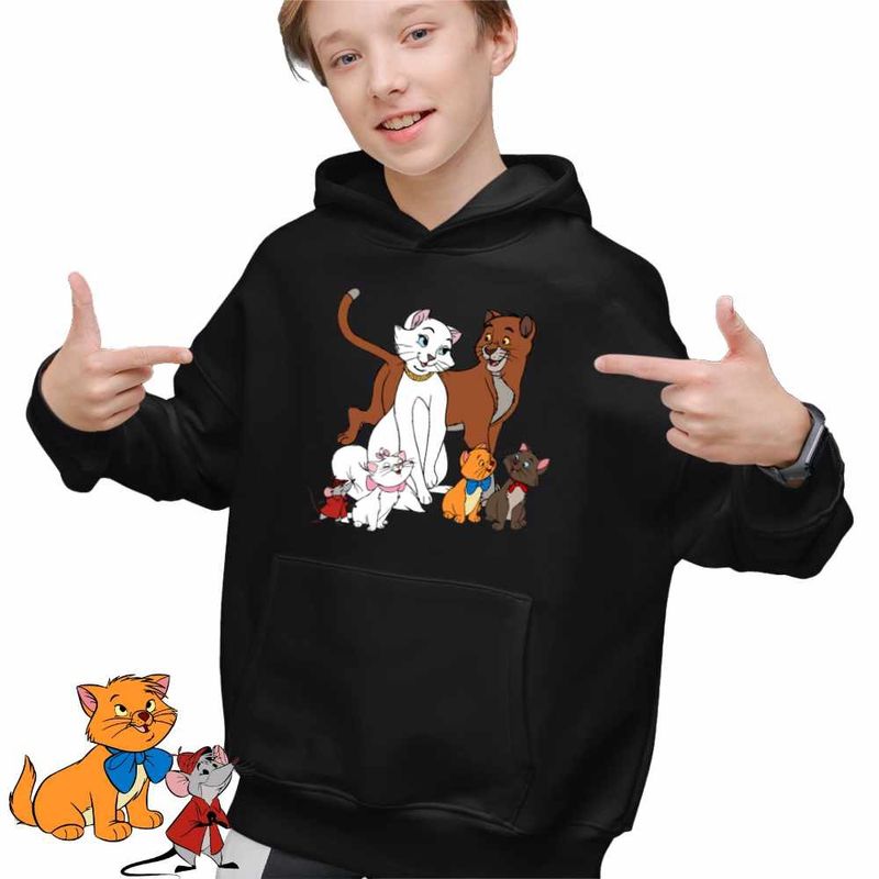 Fashion, accesorii si bijuterii - Copii - Imbracaminte copii - Pulovere si hanorace copii - Hanorac Copii Baieti Pisicile Aristocrate Ducesa Familie, negru, marime XS Copii - Infinity.ro
