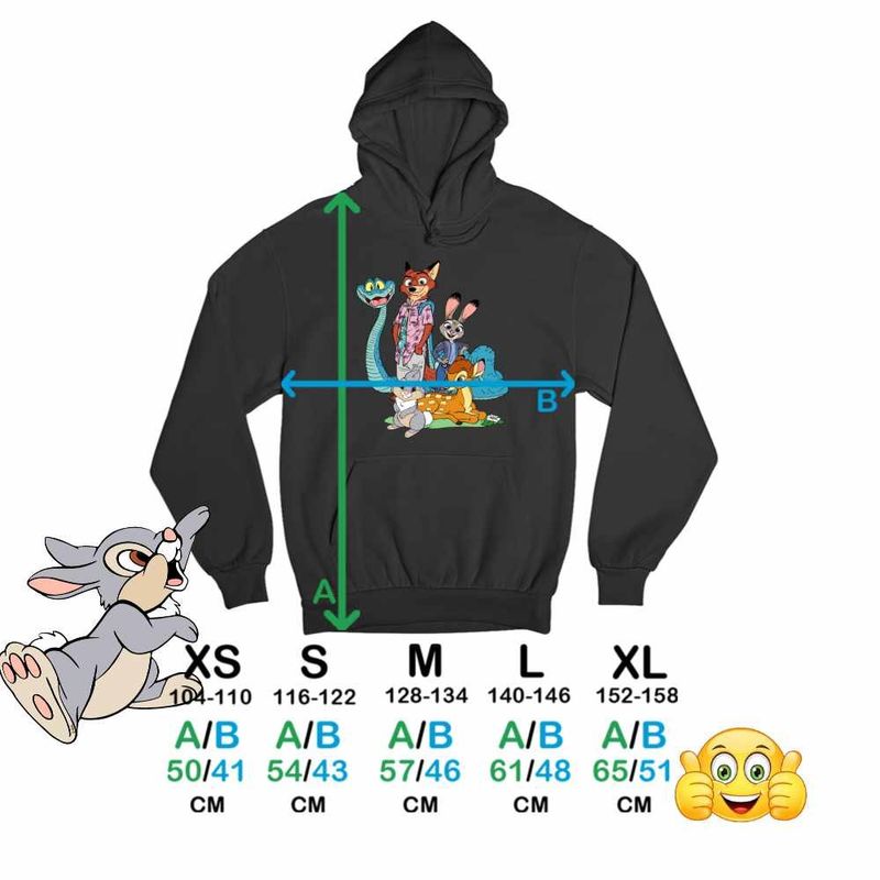Fashion, accesorii si bijuterii - Copii - Imbracaminte copii - Pulovere si hanorace copii - Hanorac Copii Baieti Bambi Zootopia Iepuras Sarpe Vulpe, negru, marime XS Copii - Infinity.ro