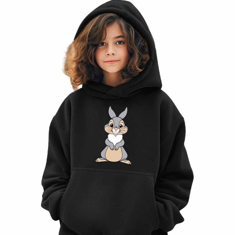 Fashion, accesorii si bijuterii - Copii - Imbracaminte copii - Pulovere si hanorace copii - Hanorac Copii Fete Iepuras Thumper Bambi Dragut, negru, marime XS Copii - Infinity.ro