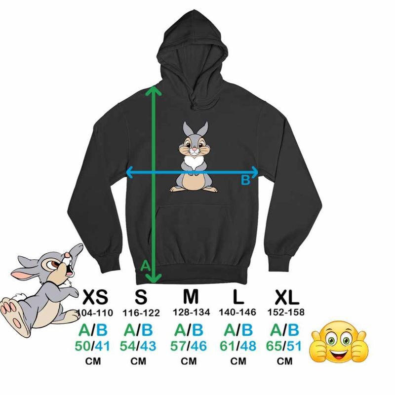 Fashion, accesorii si bijuterii - Copii - Imbracaminte copii - Pulovere si hanorace copii - Hanorac Copii Fete Iepuras Thumper Bambi Dragut, negru, marime XS Copii - Infinity.ro