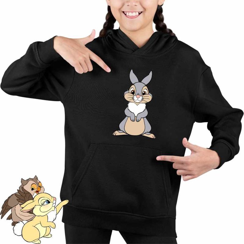 Fashion, accesorii si bijuterii - Copii - Imbracaminte copii - Pulovere si hanorace copii - Hanorac Copii Fete Iepuras Thumper Bambi Dragut, negru, marime XS Copii - Infinity.ro