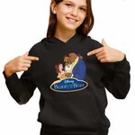Fashion, accesorii si bijuterii - Copii - Imbracaminte copii - Pulovere si hanorace copii - Hanorac Copii Fete Frumoasa si Bestia Love, negru, marime XS Copii - Infinity.ro