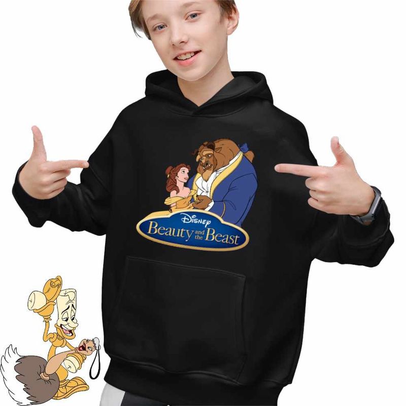 Fashion, accesorii si bijuterii - Copii - Imbracaminte copii - Pulovere si hanorace copii - Hanorac Copii Baieti Frumoasa si Bestia Love, negru, marime XS Copii - Infinity.ro