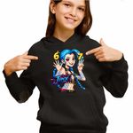 Fashion, accesorii si bijuterii - Copii - Imbracaminte copii - Pulovere si hanorace copii - Hanorac Copii Fete Jinx Six Seven Arcane Runeterra, negru, marime XS Copii - Infinity.ro