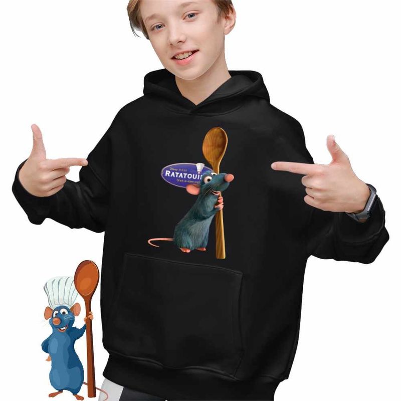 Fashion, accesorii si bijuterii - Copii - Imbracaminte copii - Pulovere si hanorace copii - Hanorac Copii Baieti Ratatouille Chef Remy Soricel Bucatar, negru, marime XS Copii - Infinity.ro
