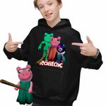 Fashion, accesorii si bijuterii - Copii - Imbracaminte copii - Pulovere si hanorace copii - Hanorac Copii Baieti Piggy Dinopiggy Roblox Mimiblue, negru, marime XS Copii - Infinity.ro