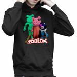 Fashion, accesorii si bijuterii - Copii - Imbracaminte copii - Pulovere si hanorace copii - Hanorac Copii Baieti Piggy Dinopiggy Roblox Mimiblue, negru, marime XS Copii - Infinity.ro