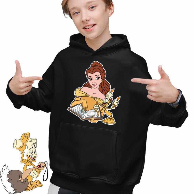 Fashion, accesorii si bijuterii - Copii - Imbracaminte copii - Pulovere si hanorace copii - Hanorac Copii Baieti Frumoasa si Bestia Lumanar, negru, marime XS Copii - Infinity.ro