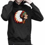 Fashion, accesorii si bijuterii - Copii - Imbracaminte copii - Pulovere si hanorace copii - Hanorac Copii Baieti Indian Native American, negru, marime XS Copii - Infinity.ro