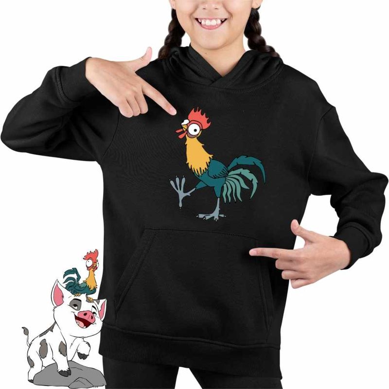 Fashion, accesorii si bijuterii - Copii - Imbracaminte copii - Pulovere si hanorace copii - Hanorac Copii Fete Heihei Moana Vaiana Cocos, negru, marime XS Copii - Infinity.ro