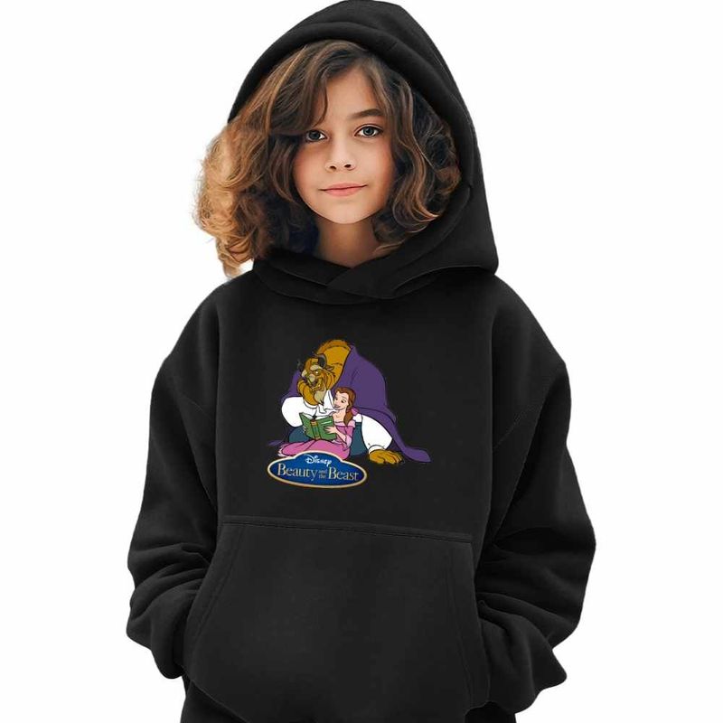 Fashion, accesorii si bijuterii - Copii - Imbracaminte copii - Pulovere si hanorace copii - Hanorac Copii Fete Frumoasa si Bestia Povesti, negru, marime XS Copii - Infinity.ro