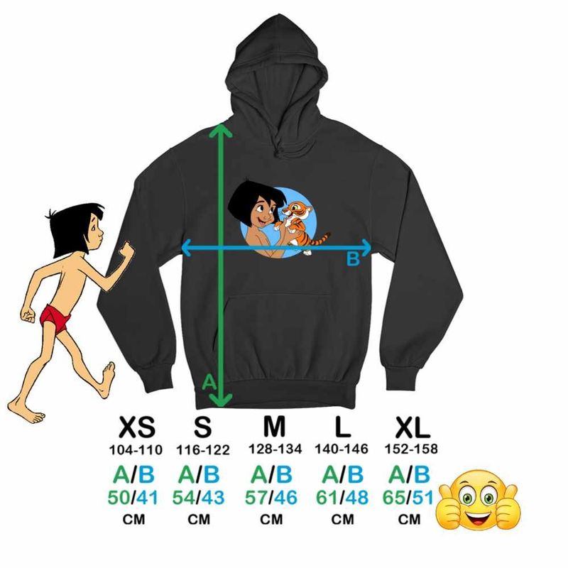 Fashion, accesorii si bijuterii - Copii - Imbracaminte copii - Pulovere si hanorace copii - Hanorac Copii Baieti Cartea Junglei Mowgli Baby Tiger, negru, marime XS Copii - Infinity.ro
