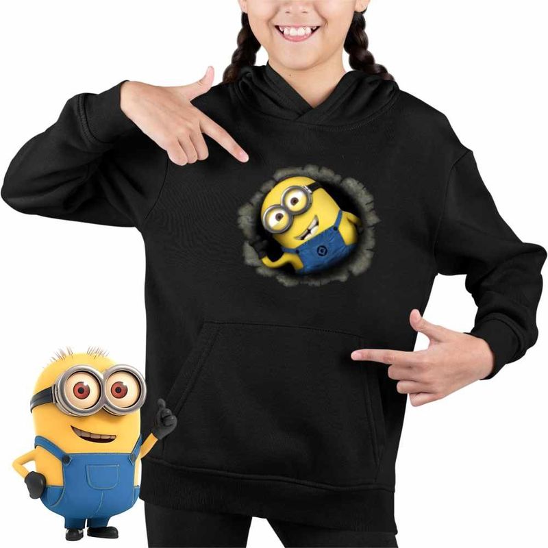 Fashion, accesorii si bijuterii - Copii - Imbracaminte copii - Pulovere si hanorace copii - Hanorac Copii Fete Minions Pop-up Despicable, negru, marime XS Copii - Infinity.ro