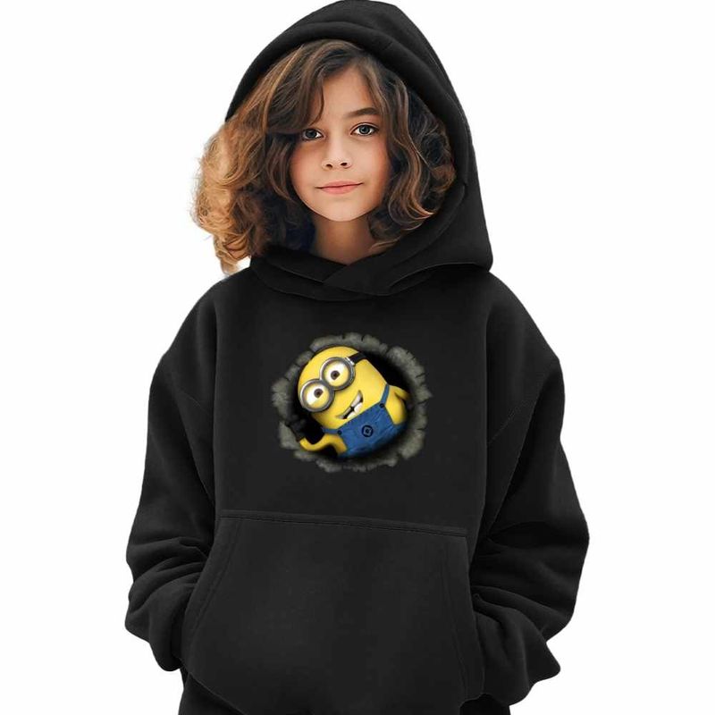 Fashion, accesorii si bijuterii - Copii - Imbracaminte copii - Pulovere si hanorace copii - Hanorac Copii Fete Minions Pop-up Despicable, negru, marime XS Copii - Infinity.ro