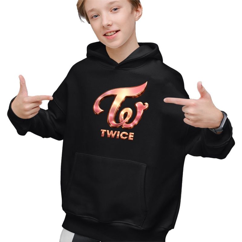 Fashion, accesorii si bijuterii - Copii - Imbracaminte copii - Pulovere si hanorace copii - Hanorac Copii Baieti Twice Kpop Party Merch, negru, marime XS Copii - Infinity.ro