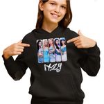 Fashion, accesorii si bijuterii - Copii - Imbracaminte copii - Pulovere si hanorace copii - Hanorac Copii Fete Itzy Kpop Merch, negru, marime XS Copii - Infinity.ro