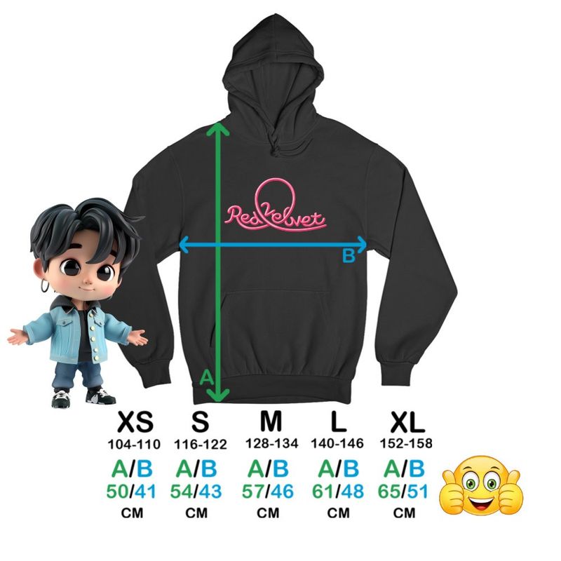 Fashion, accesorii si bijuterii - Copii - Imbracaminte copii - Pulovere si hanorace copii - Hanorac Copii Fete Red Velvet Vibe Kpop, negru, marime XS Copii - Infinity.ro