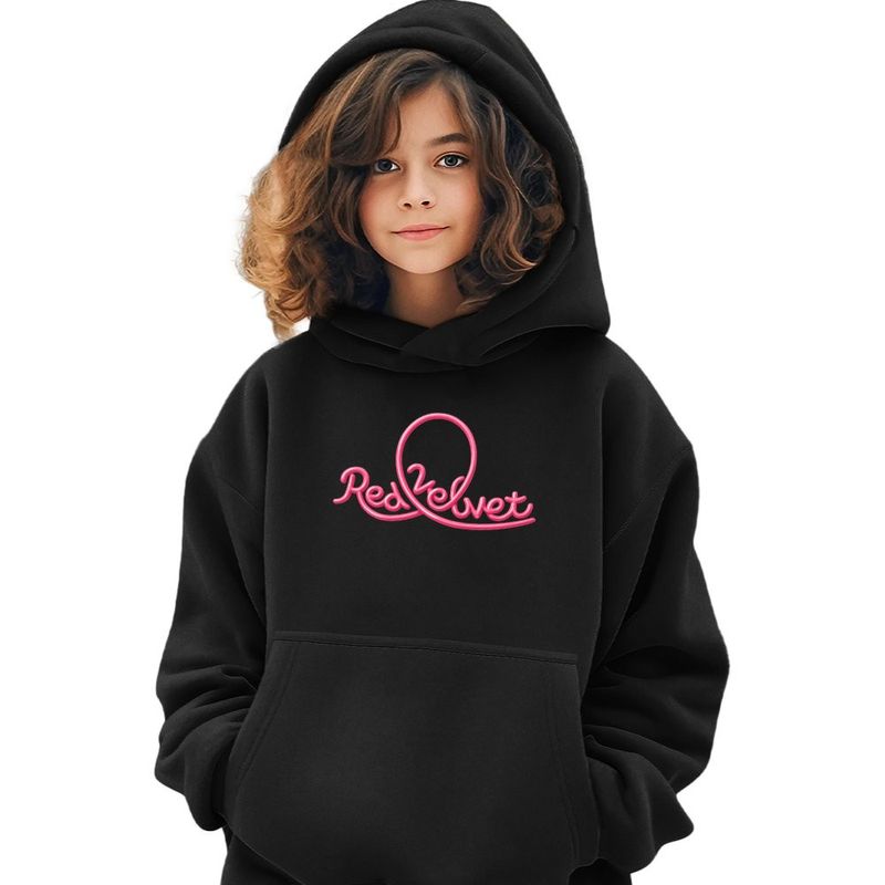 Fashion, accesorii si bijuterii - Copii - Imbracaminte copii - Pulovere si hanorace copii - Hanorac Copii Fete Red Velvet Vibe Kpop, negru, marime XS Copii - Infinity.ro