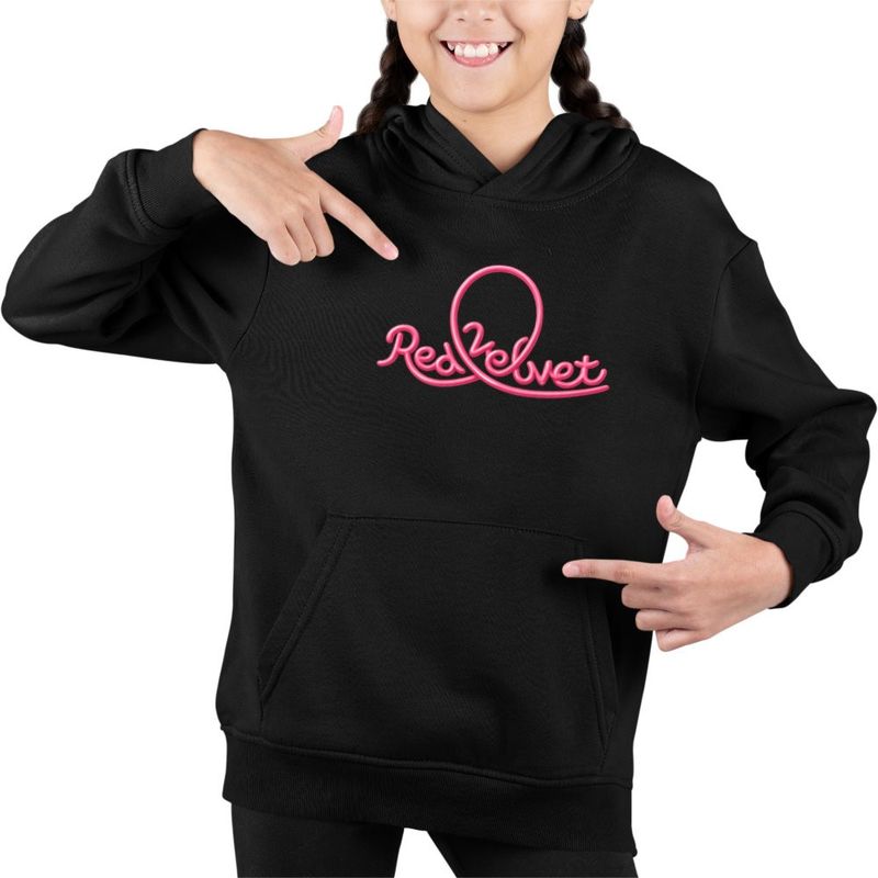 Fashion, accesorii si bijuterii - Copii - Imbracaminte copii - Pulovere si hanorace copii - Hanorac Copii Fete Red Velvet Vibe Kpop, negru, marime XS Copii - Infinity.ro