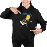 Fashion, accesorii si bijuterii - Copii - Imbracaminte copii - Pulovere si hanorace copii - Hanorac Copii Fete Metallica The Simpsons Bart Merch, negru, marime XS Copii - Infinity.ro