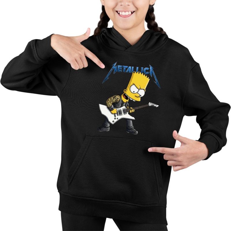 Fashion, accesorii si bijuterii - Copii - Imbracaminte copii - Pulovere si hanorace copii - Hanorac Copii Fete Metallica The Simpsons Bart Merch, negru, marime XS Copii - Infinity.ro