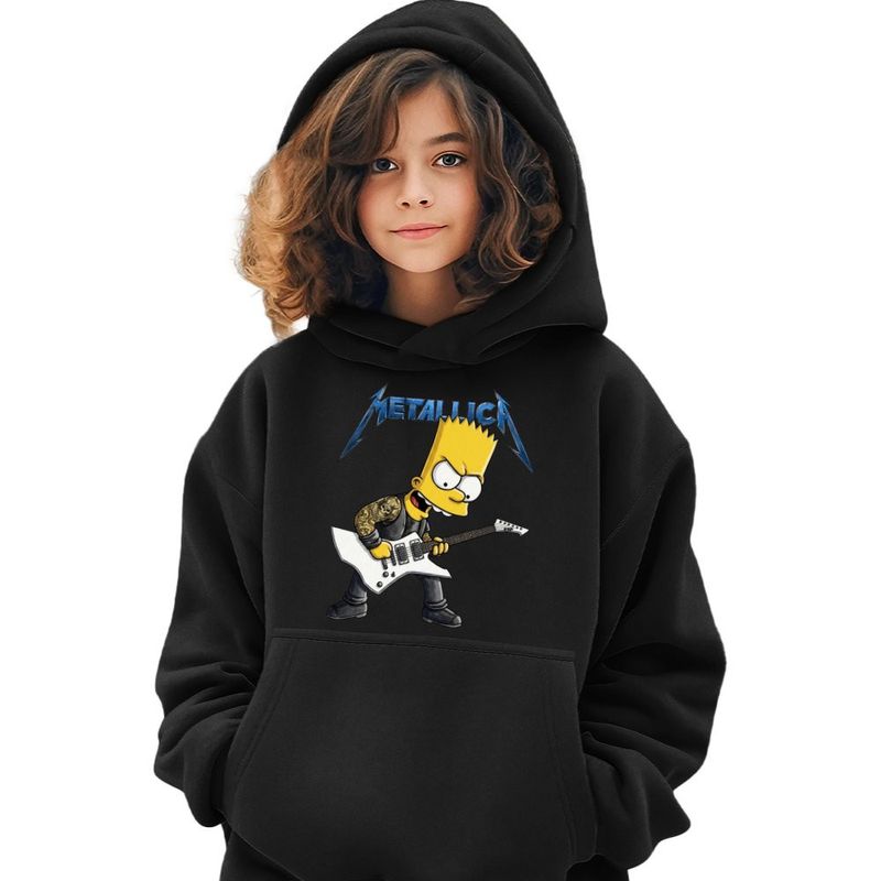 Fashion, accesorii si bijuterii - Copii - Imbracaminte copii - Pulovere si hanorace copii - Hanorac Copii Fete Metallica The Simpsons Bart Merch, negru, marime XS Copii - Infinity.ro